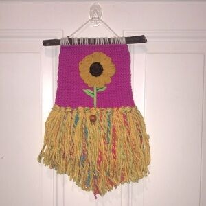 🌻Small Handmade Pink and Yellow Sunflower Wall Hanging🌻